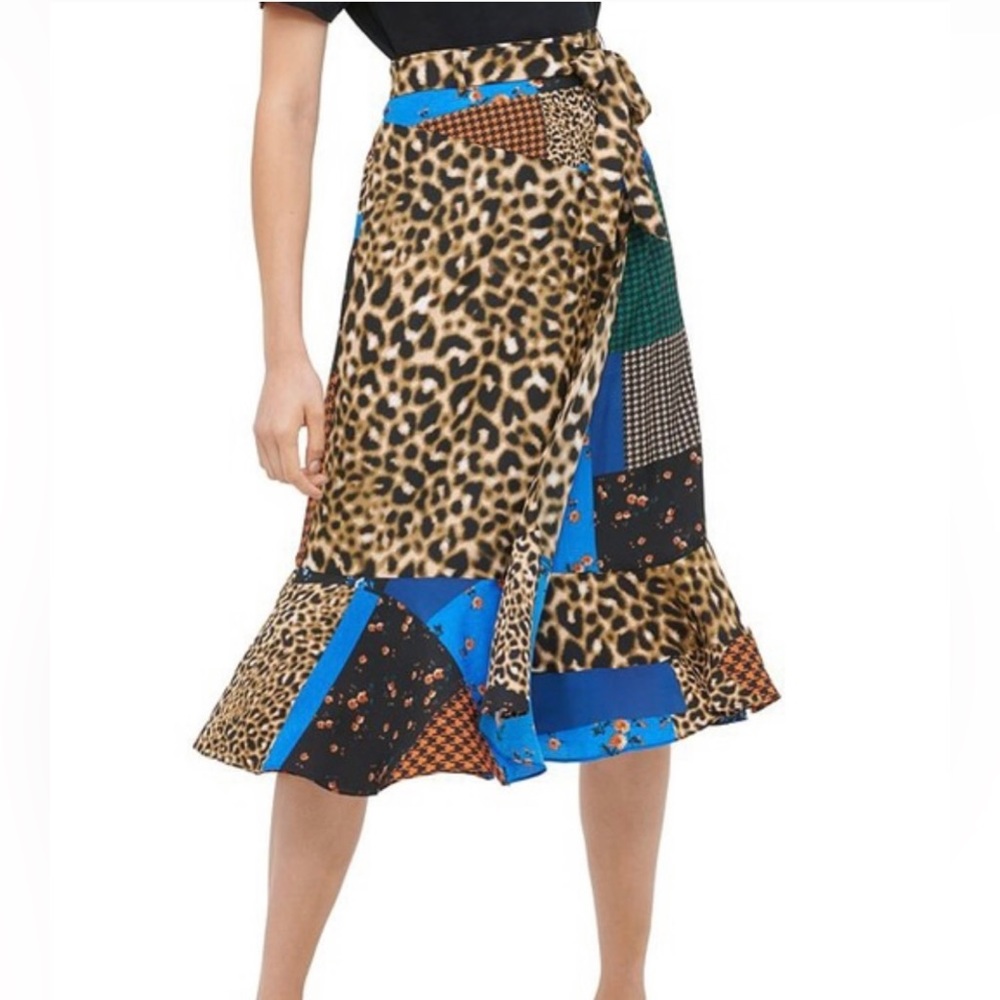 Calvin Klein Tribal Print Tie Fit and Flare Skirt